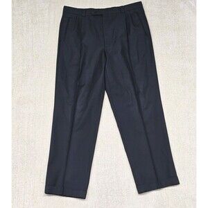 Filo A'Mano by Tom James Custom Tailored Black 100% Wool Trousers 38x32